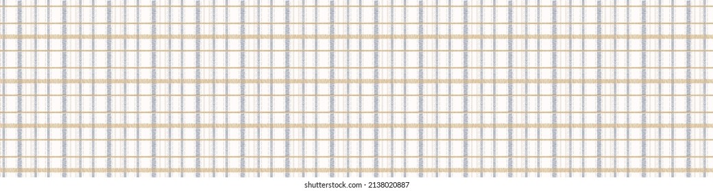 Farmhouse seamless check vector pattern border. Gingham baby color checker ribbon. Woven tweed all over print bordur. 