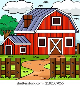 Farmhouse Stock Colored Cartoon Illustration Stock Vector (Royalty Free ...