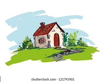 farmhouse vector illustration