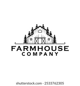 Farmhouse, warehouse, barn vintage logo design. Countryside logo vector illustration