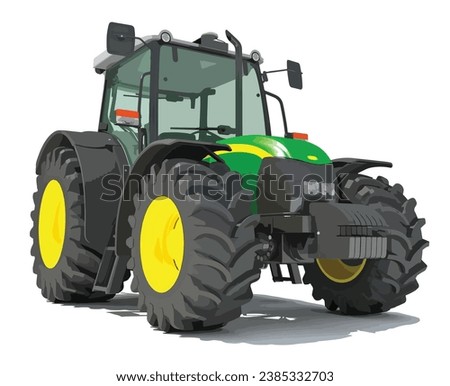 farming 3d realistic model farm machine art design logo icon sign symbol template big tire wheel yellow green John Deere New jcb Iseki CLAAS cute