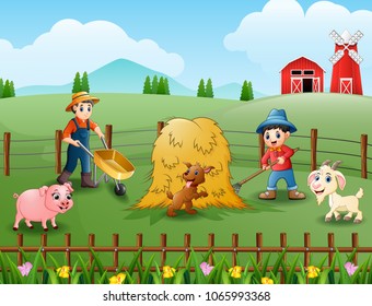 Farming activities on farms with animals 