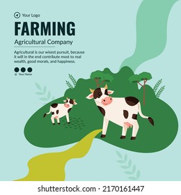 Farming agricultural company banner design template.