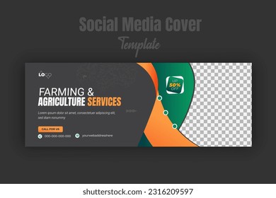 Farming and agricultural services or Landscaping Service Social Media cover banner or Web Banner Template. Garden, agro farm, agriculture, farming, organic, lawn care for multipurpose promotion