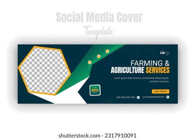 Farming and agricultural services or Landscaping Service Social media cover banner or web banner template. Garden, agro farm, agriculture, farming, organic, lawn care for multipurpose promotion