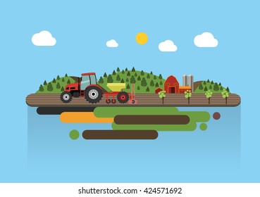 Farming agriculture concept flat vector illustration.
