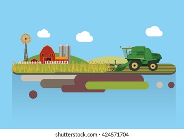 Farming agriculture concept flat vector illustration.