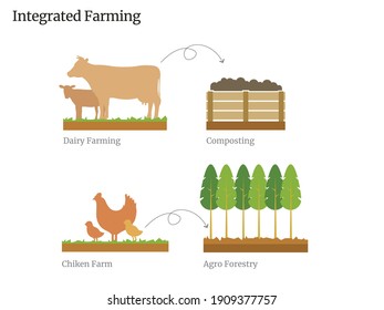 Farming, Agriculture And Dairy Farming Composting Concept Vector Illustration