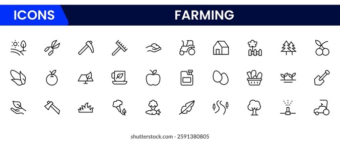 farming, agriculture, ecology, plantation, recyclable, clean, science, agronomy, stroke. Vector illustration
