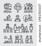Farming Agriculture Gardening Vector Line Icons Set