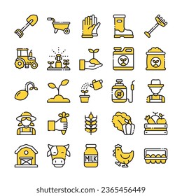 Farming and Agriculture Icon Set in Duotone Style Design