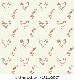 Farming and agriculture icons pattern. Farm animals seamless background. Seamless pattern vector illustration