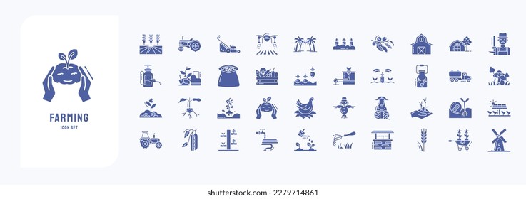 Farming and agriculture, including icons like field, carrot, Farmer and more
