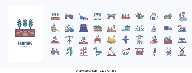 Farming and agriculture, including icons like field, carrot, Farmer and more
