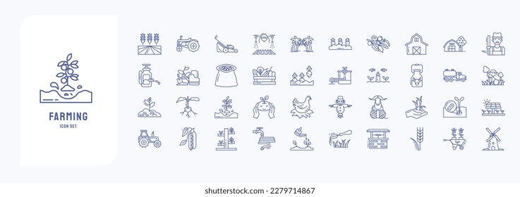 Farming and agriculture, including icons like field, carrot, Farmer and more