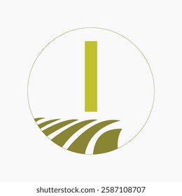 Farming and Agriculture Logo On Letter I Concept For Bakery, Bread, Cake, Cafe, Pastry Symbol