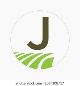 Farming and Agriculture Logo On Letter J Concept For Bakery, Bread, Cake, Cafe, Pastry Symbol