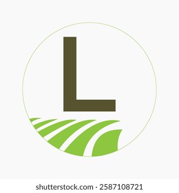 Farming and Agriculture Logo On Letter L Concept For Bakery, Bread, Cake, Cafe, Pastry Symbol