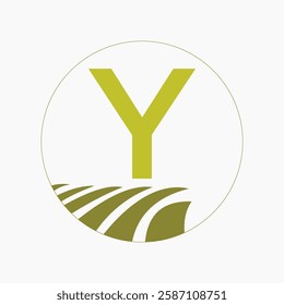 Farming and Agriculture Logo On Letter Y Concept For Bakery, Bread, Cake, Cafe, Pastry Symbol