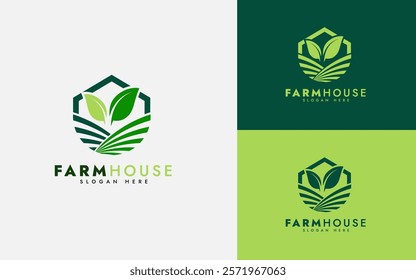 Farming Agriculture Logo Vector Design, Agribusiness, Eco-Farm And Rural Country. Farm Industries And Agronomy