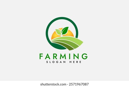 Farming Agriculture Logo Vector Design, Agribusiness, Eco-Farm And Rural Country. Farm Industries And Agronomy