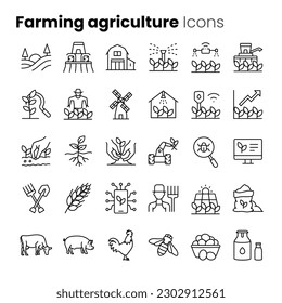 Juego de iconos de vectores agrícolas