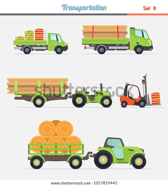 Farming and agriculture vehicle\
illustration. Flat style, vector, isolated and\
editable.