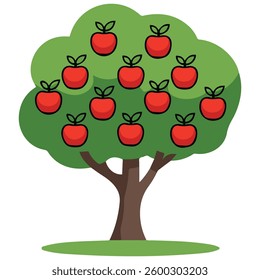 Farming apple tree isolated vector illustration on white background