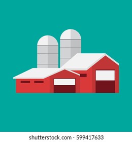 Farming background with barn, windmill, tractor eps10