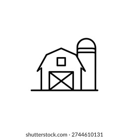 Farming barn icon black and white vector illustration farming barn outline for agriculture design