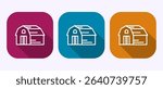 Farming barn icon design illustration, Agriculture barn sign symbol in shadow button design
