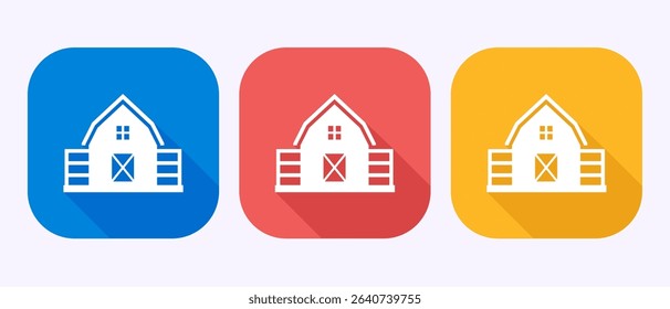 Farming barn icon design illustration, Agriculture barn sign symbol in shadow button design