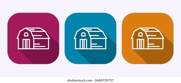 Farming barn icon design illustration, Agriculture barn sign symbol in shadow button design