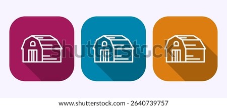 Farming barn icon design illustration, Agriculture barn sign symbol in shadow button design