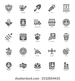 Farming and Botanical icon pack for your website, mobile, presentation, and logo design. Farming and Botanical icon glyph design. Vector graphics illustration and editable stroke.
