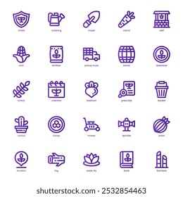 Farming and Botanical icon pack for your website, mobile, presentation, and logo design. Farming and Botanical icon basic line gradient design. Vector graphics illustration and editable stroke.