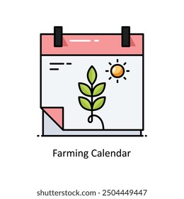 Vector de calendario agrícola Ilustración de estilo de icono de contorno lleno. Símbolo sobre fondo blanco EPS 10 Archivo