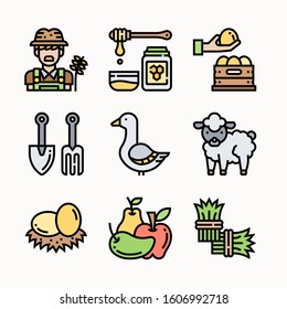 Farming Color icons Pack vector