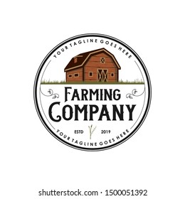 Farming Company Vintage Logo. Warehouse, Barn, Farmhouse Classic Logo