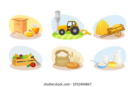 Composición agrícola con cultivos agrícolas y conjunto de vectores de inventario agrícola