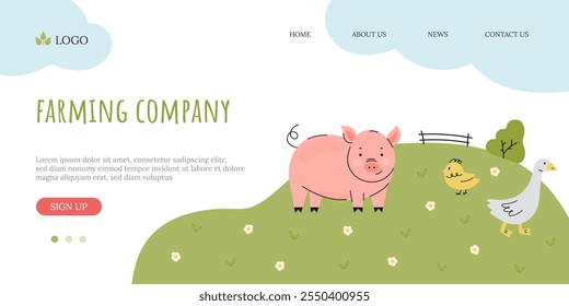 Farming concept for landing page design