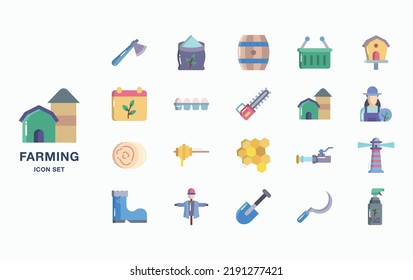 Conjunto de iconos de agricultura y cultivo
