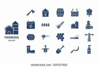 Farming and cultivation icon set