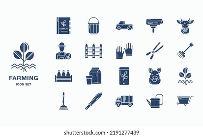 Farming and cultivation icon set