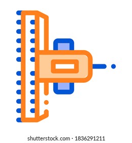 Farming Cultivator Trailer Vector Thin Line Icon. Agricultural Tractor Cultivator. Machinery Transport Linear Pictogram. Irrigation Machine Illustration