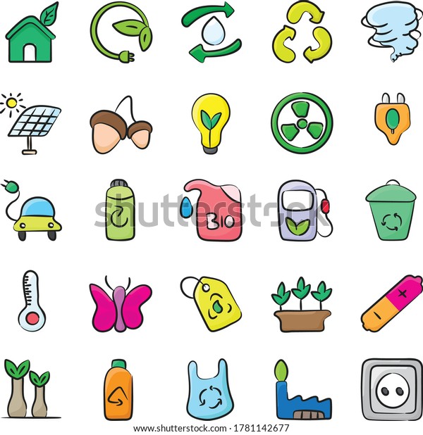 Farming and Ecology Doodle\
Icons Pack 