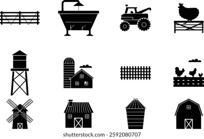Farming editable outline Icons set vector illustration