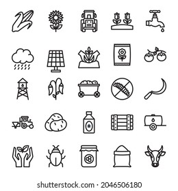 Farming editable stroke line icon set