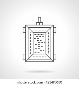 Farming equipment. Empty harvest trailer a top view. Agriculture. Line style vector icon.