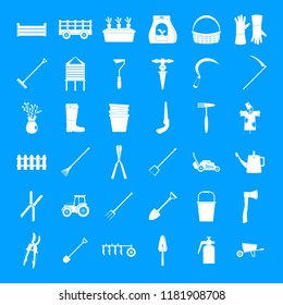 Farming equipment garden icons set. Simple illustration of 25 farming equipment garden vector icons for web